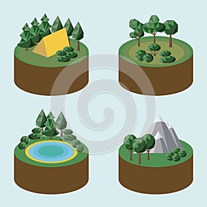 Set of isometric icons outdoor recreation