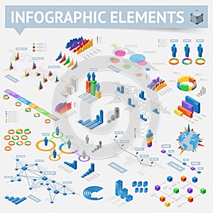 Un conjunto compuesto por isométrico infografias diseno elementos 