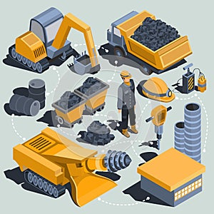 Set of isometric isolated elements of the coal mining industry