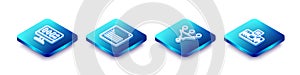 Set Isometric line Algorithm, Web developer programming code, Funnel filter and Artificial intelligence AI icon. Vector