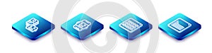 Set Isometric line Artificial intelligence robot, Chat, Binary code and Web developer programming icon. Vector