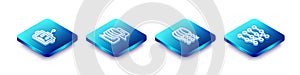 Set Isometric line Artificial intelligence robot, Server, Data, Binary code and Neural network icon. Vector
