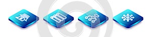 Set Isometric line Chat bot, Server, Data, Algorithm and Neural network icon. Vector