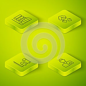 Set Isometric line Cloud hacking, Data analysis, Analyst engineer and Server, Data, Web Hosting icon. Vector