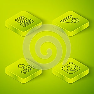 Set Isometric line Filter setting, Computer network, Cloud technology data transfer and Server, Data, Web Hosting icon