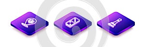 Set Isometric line Game dice, Domino and Chess icon. Vector