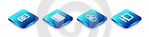 Set Isometric line Mobile recording, Server, Data, Web Hosting, Cloud mail server and Computer network icon. Vector