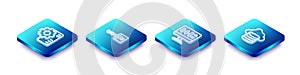 Set Isometric line Neural network, Binary code, Algorithm and Cloud database icon. Vector