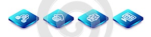 Set Isometric line Server, Data, Cloud database, Chat bot and Algorithm icon. Vector