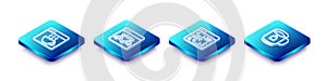 Set Isometric line Software, Browser with shield, and Cup tea tea bag icon. Vector