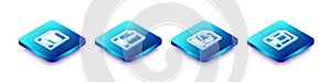 Set Isometric line TXT file document, ZIP, WMA and JS icon. Vector