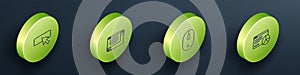 Set Isometric line UI or UX design, , Computer mouse and Website statistic icon. Vector