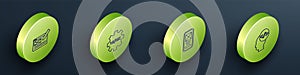 Set Isometric line UI or UX design, , and Front end development icon. Vector