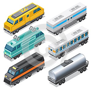 Set of Isometric Locomotives and Waggons