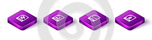 Set Isometric MP3 file document, GIF, XML and EPS icon. Vector