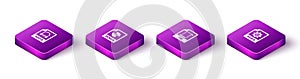 Set Isometric MP3 file document, WMA, JS and MAX icon. Vector