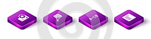 Set Isometric Neural network, Server, Algorithm and Web developer programming code icon. Vector