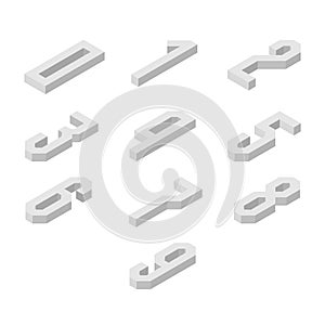 Set of isometric numbers icons, 3d characters