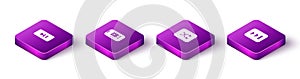 Set Isometric Pause button, Online play video, Arrow shuffle and Fast forward icon. Vector