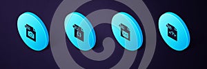 Set Isometric PHP file document, EML, JS and RAW icon. Vector