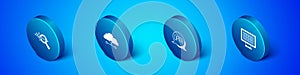 Set Isometric Search data analysis, Data, Binary code and Network cloud connection icon. Vector
