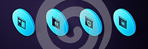 Set Isometric Search engine, Browser with shield, New chat messages notification and Web developer programming code icon