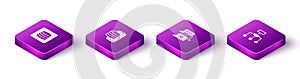 Set Isometric Server, Data, Cloud technology data transfer, Chat bot and Algorithm icon. Vector