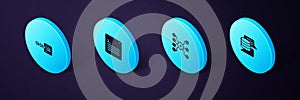 Set Isometric Server, Data, Neural network, Web developer programming code and Binary icon. Vector