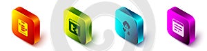 Set Isometric Server, Data, Web Hosting, Broken file, Cloud hacking and Browser window icon. Vector