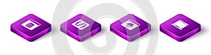 Set Isometric Server, Data, Web Hosting, Programming language syntax, Cloud technology data transfer and Laptop icon