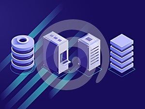 Set of isometric server rack