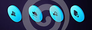 Set Isometric Server with shield, Hand settings gear, Network cloud connection and Server, Data, Web Hosting icon