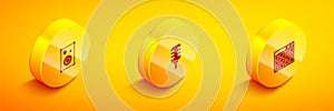 Set Isometric Stereo speaker, Microphone and Drum machine icon. Vector