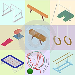 Set of isometric tools for artistic gymnastics. Set of sporting