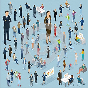 Set of isometric vector people