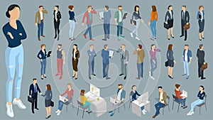 Set of isometric vector people