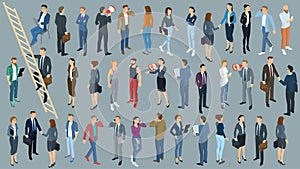 Set of isometric vector people