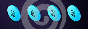Set Isometric WAV file document, MP3, AI and HTML icon. Vector