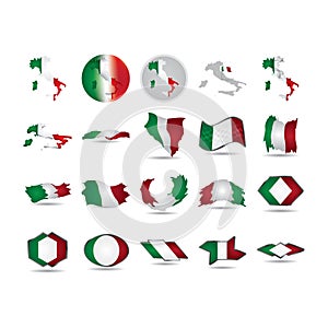 set of italy flags. Vector illustration decorative design