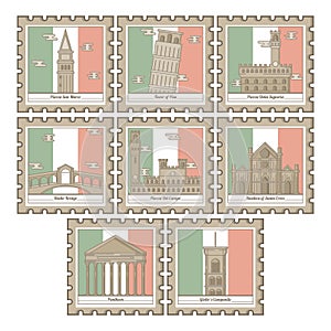 set of italy landmarks icons. Vector illustration decorative design