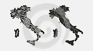 Set of Italy maps. photo