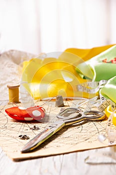 Set of items for cutting and sewing