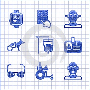 Set IV bag, Electric wheelchair, Head of deaf and dumb, Identification badge, Blind glasses, Dog, Deaf and Smart watch