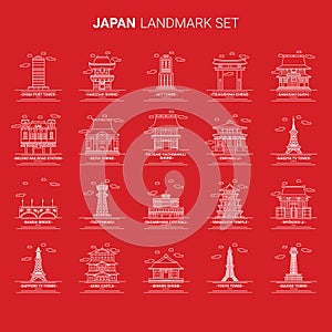 set of japan landmarks. Vector illustration decorative design