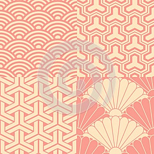 Set of Japanese seamless patterns