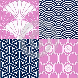 Set of Japanese seamless patterns