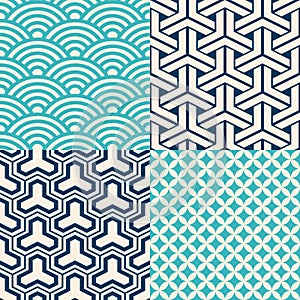 Set of Japanese seamless patterns