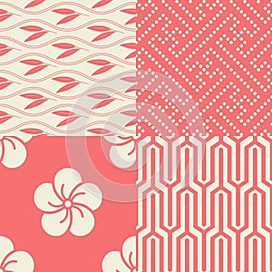 Set of Japanese seamless patterns