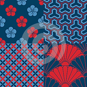 Set of Japanese seamless patterns