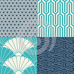 Set of Japanese seamless patterns